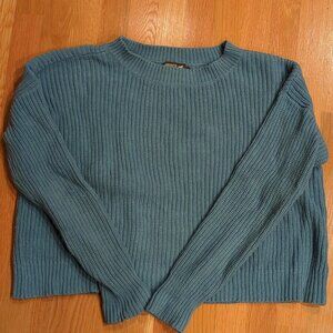 Toad&Co Women's Pullover Sweater M Blue Ribbed Knit Organic Recycled Cotton